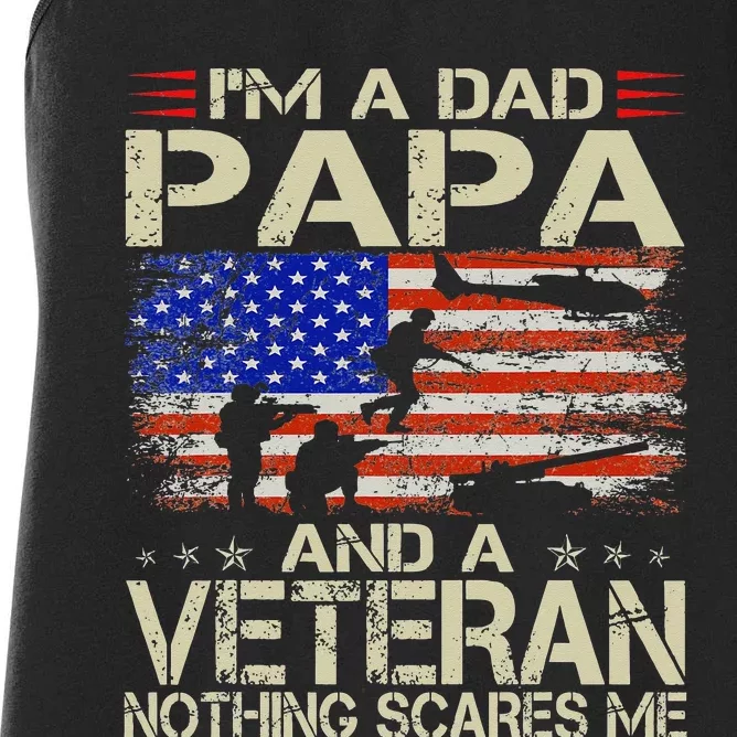 I'm A Dad Papa And Veteran Funny Retro Veteran's Day Women's Racerback Tank