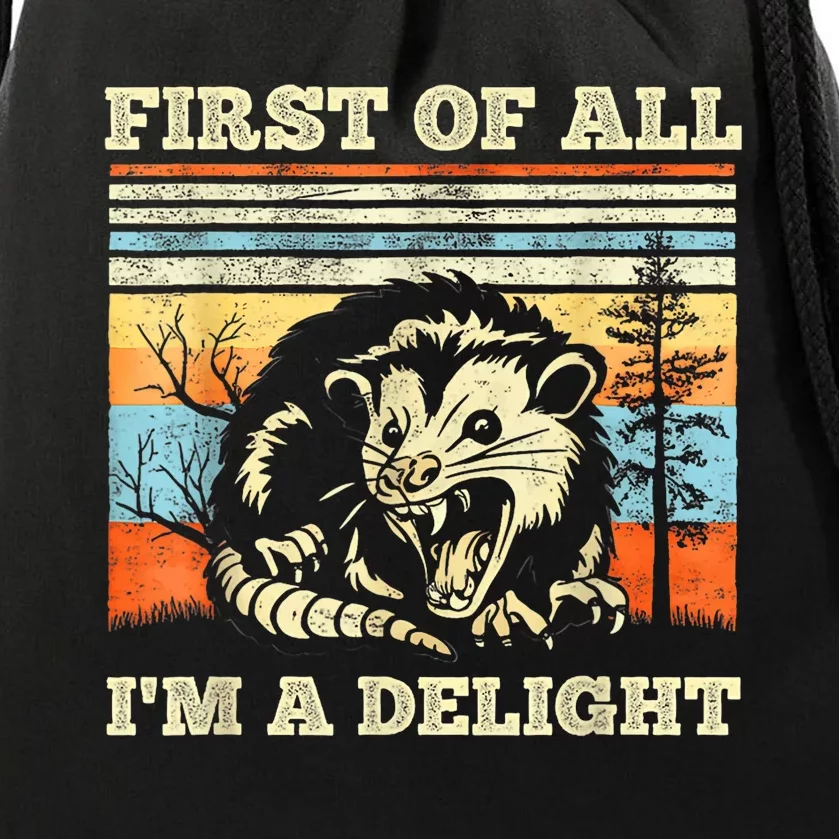 Im A Delight Sarcastic Angry Opossum Possum Drawstring Bag