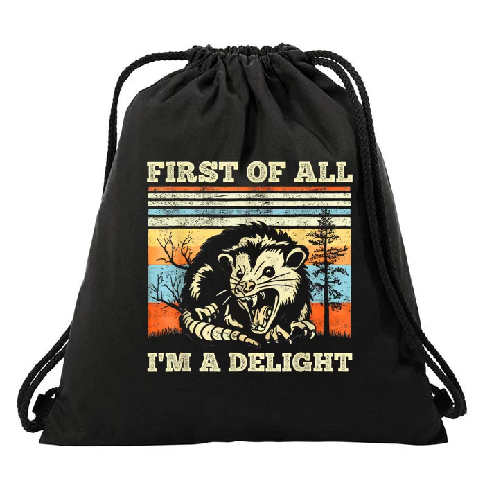 Im A Delight Sarcastic Angry Opossum Possum Drawstring Bag