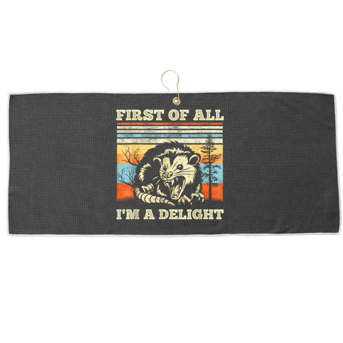 Im A Delight Sarcastic Angry Opossum Possum Large Microfiber Waffle Golf Towel