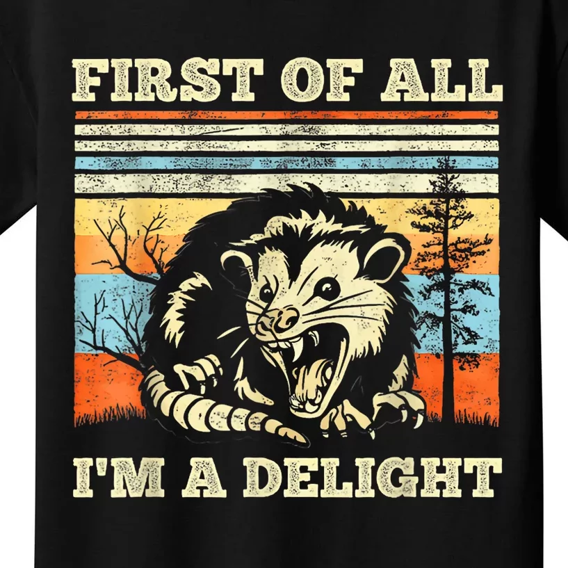 Im A Delight Sarcastic Angry Opossum Possum Kids T-Shirt