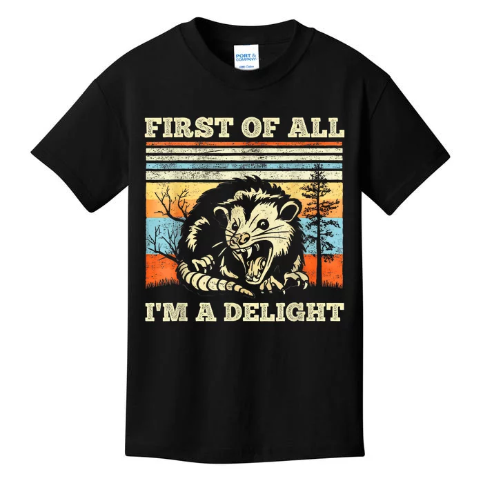 Im A Delight Sarcastic Angry Opossum Possum Kids T-Shirt