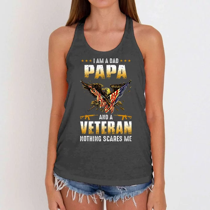 IM A Dad Papa And A Veteran FatherS Day Women's Knotted Racerback Tank