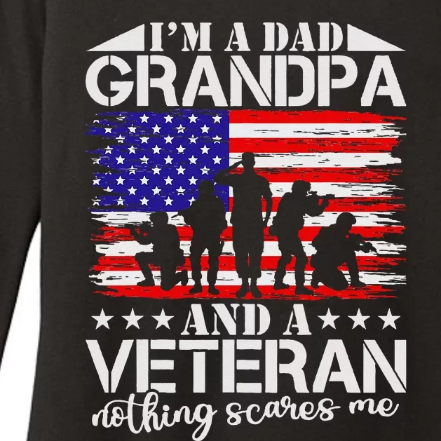 I'm A Dad Grandpa and Veteran Nothing Scares me Father's Day Womens CVC Long Sleeve Shirt