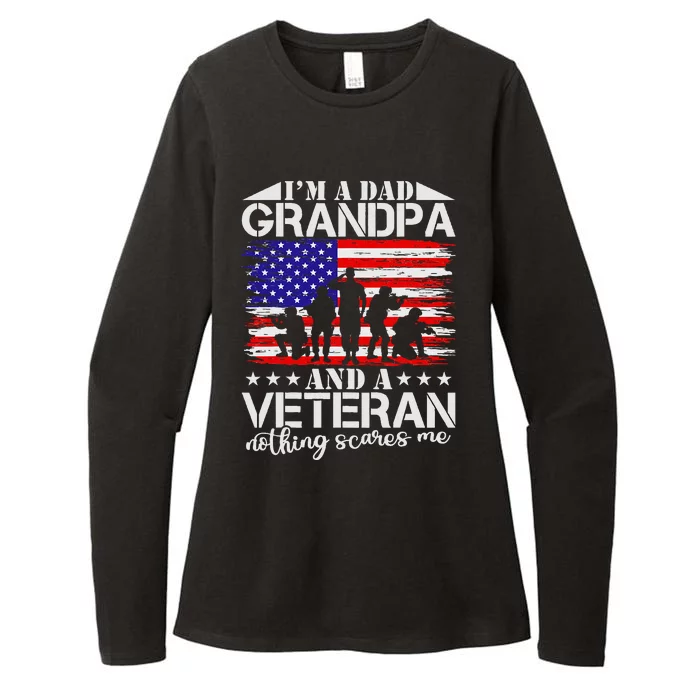 I'm A Dad Grandpa and Veteran Nothing Scares me Father's Day Womens CVC Long Sleeve Shirt