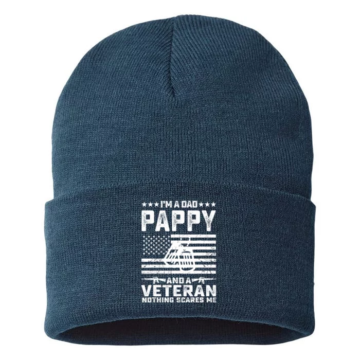 I'm a Dad Pappy and a Veteran nothing scares me Funny Gifts Sustainable Knit Beanie