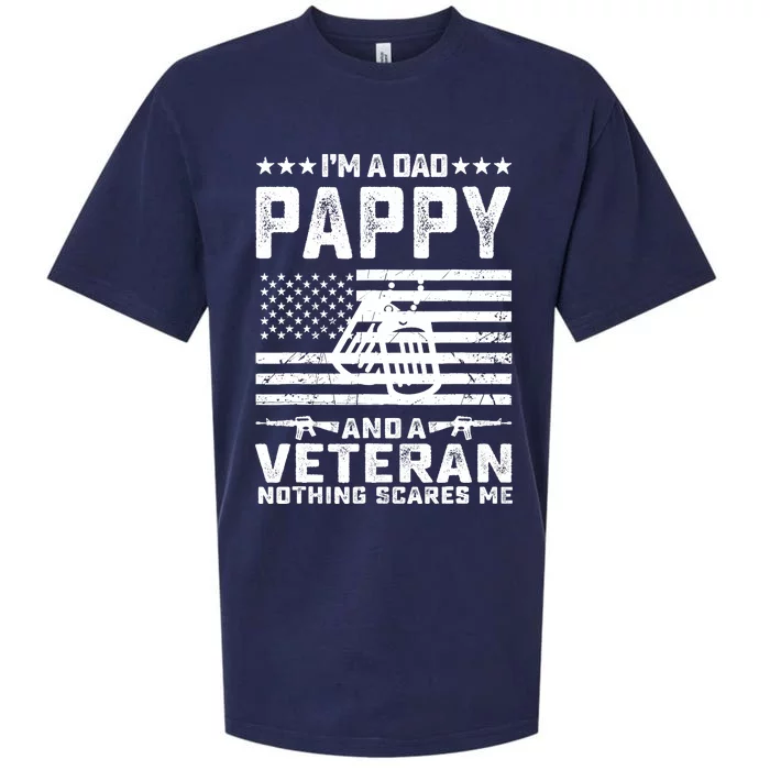 I'm a Dad Pappy and a Veteran nothing scares me Funny Gifts Sueded Cloud Jersey T-Shirt