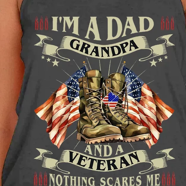 IM A Dad Grandpa And Veteran Funny Retro Papa Grandpa Women's Knotted Racerback Tank