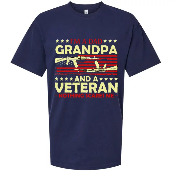 Im A Dad Grandpa And Veteran Nothing Scares Me Fathers Day Sueded Cloud Jersey T-Shirt