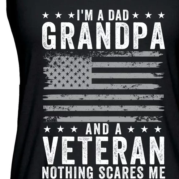 Im A Dad Grandpa And Veteran Fathers Day Papa Grandpa Ladies Essential Flowy Tank