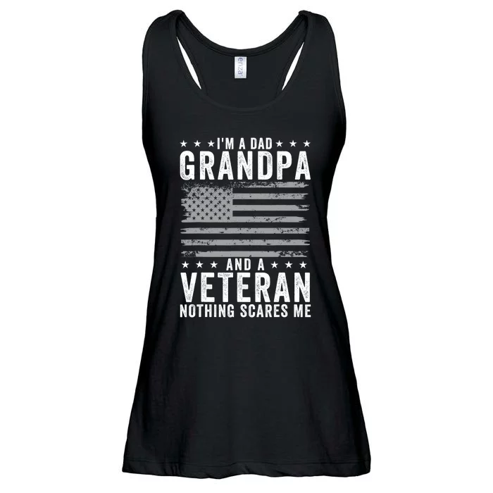 Im A Dad Grandpa And Veteran Fathers Day Papa Grandpa Ladies Essential Flowy Tank