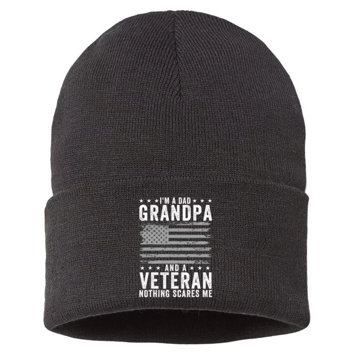 Im A Dad Grandpa And Veteran Fathers Day Papa Grandpa Sustainable Knit Beanie