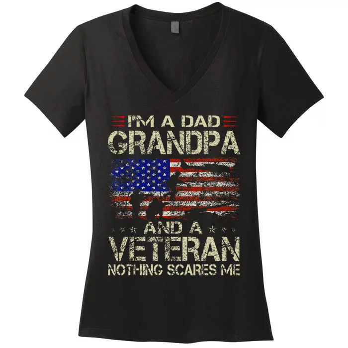 IM A Dad Grandpa And Veteran Women's V-Neck T-Shirt