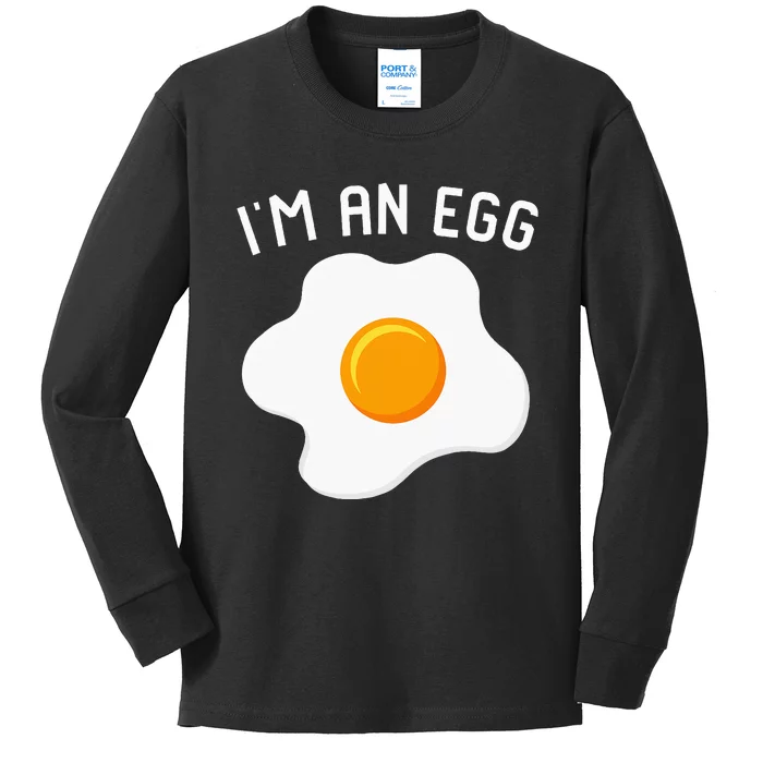 IM An Egg Costume Funny Halloween Present Fried Egg Kids Long Sleeve Shirt