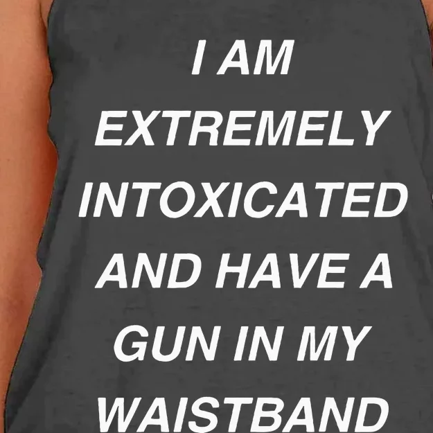 I Am Extremely Intoxicated And Have A Gun In My Waistband Women's Knotted Racerback Tank