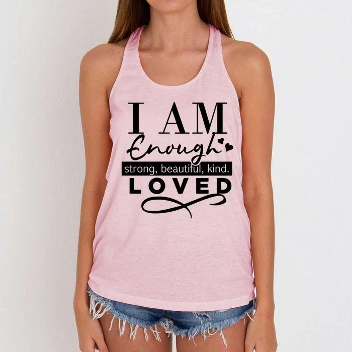 I Am Enough Strong Beautiful Kind Loved Women's Knotted Racerback Tank