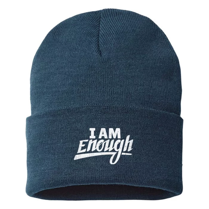 I Am Enough Feminist Humor Empowerment Strong Women Gift Sustainable Knit Beanie