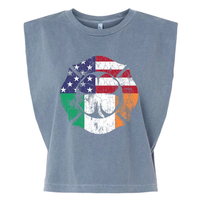 Irish American Flag Ireland Flag ST PATRICKS DAY Firefighter Garment-Dyed Women's Muscle Tee