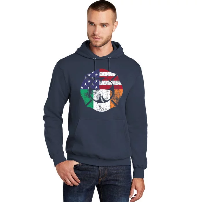 Irish American Flag Ireland Flag ST PATRICKS DAY Firefighter Tall Hoodie