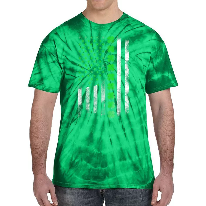 Irish American Flag Shamrock Clover Happy St Patrick's Day Tie-Dye T-Shirt