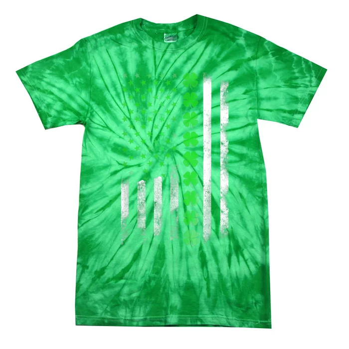 Irish American Flag Shamrock Clover Happy St Patrick's Day Tie-Dye T-Shirt