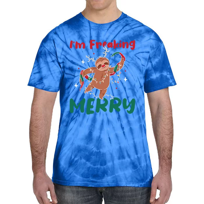 I Am Freaking Merry Merry Christmas Funny Xmas Gift Tie-Dye T-Shirt