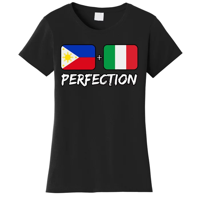 Italian And Filipino Perfection Mix DNA Flag Heritage Women's T-Shirt