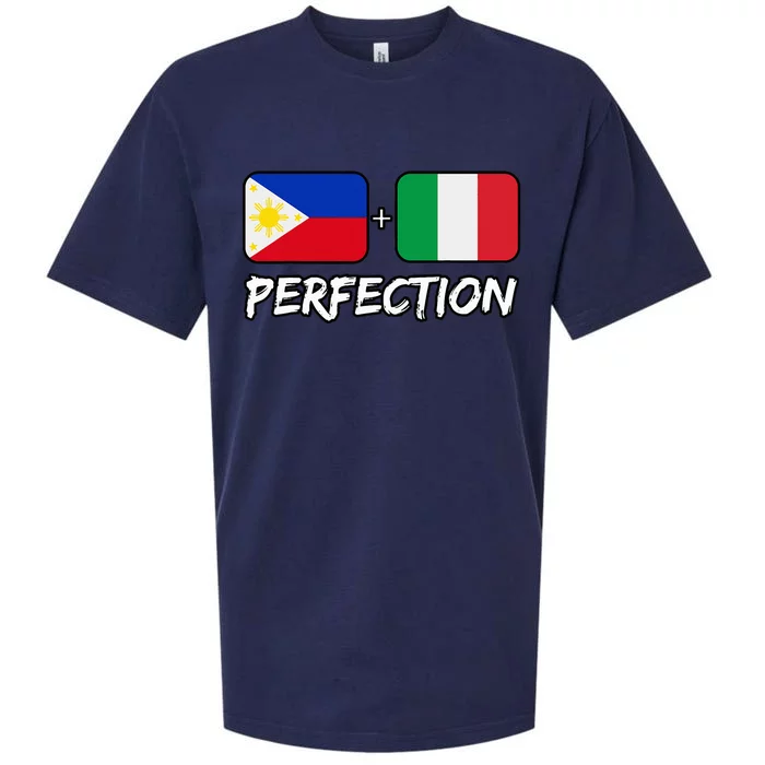 Italian And Filipino Perfection Mix DNA Flag Heritage Sueded Cloud Jersey T-Shirt