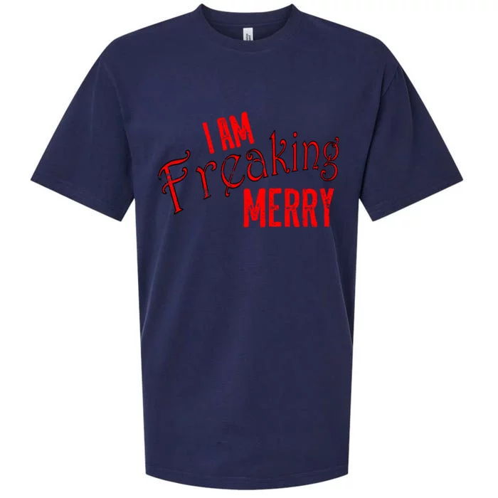 I Am Freaking Merry Red Christmas Spirit Gift Sueded Cloud Jersey T-Shirt