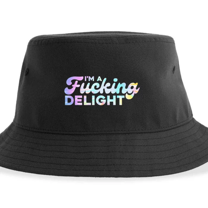 I'm A Fucking Delight Funny Sarcasm I'm A Delight Tie Dye Sustainable Bucket Hat