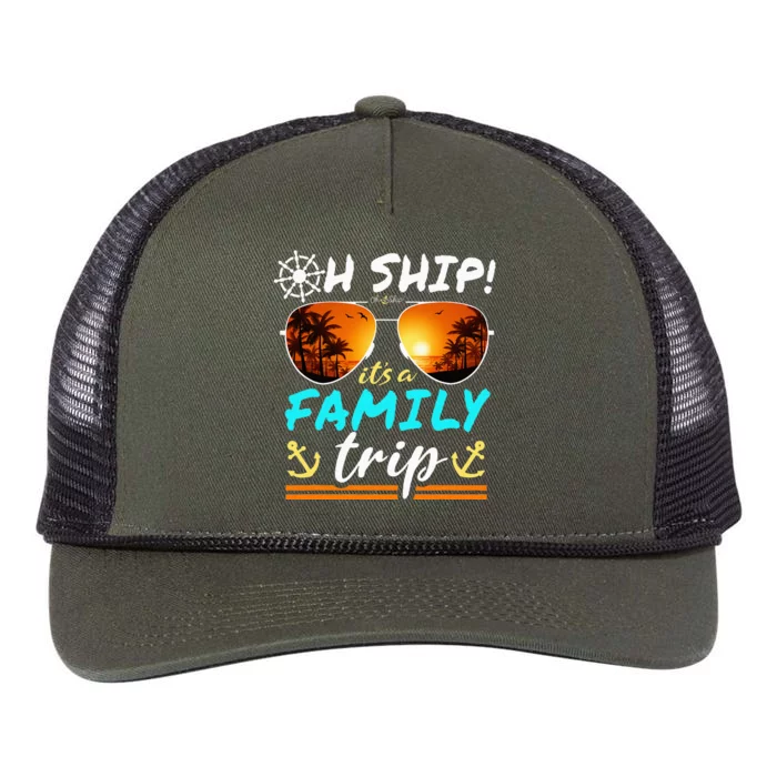 Its A Family Trip Matching Family Group Cruise Retro Rope Trucker Hat Cap