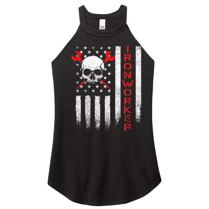 Ironworker American Flag Union Metal Worker Ironworking Women’s Perfect Tri Rocker Tank