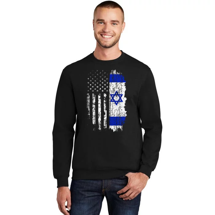 Israeli American Flag Pride Israel Usa Israeli Tall Sweatshirt