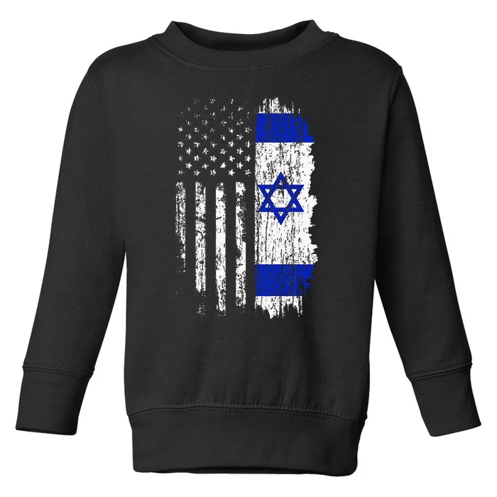 Israeli American Flag Pride Israel Usa Israeli Toddler Sweatshirt