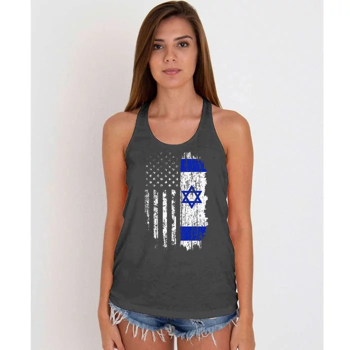 Israeli American Flag Pride Israel Usa Israeli Women's Knotted Racerback Tank