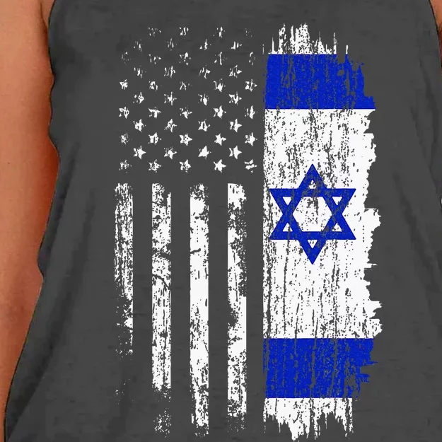 Israeli American Flag Pride Israel Usa Israeli Women's Knotted Racerback Tank