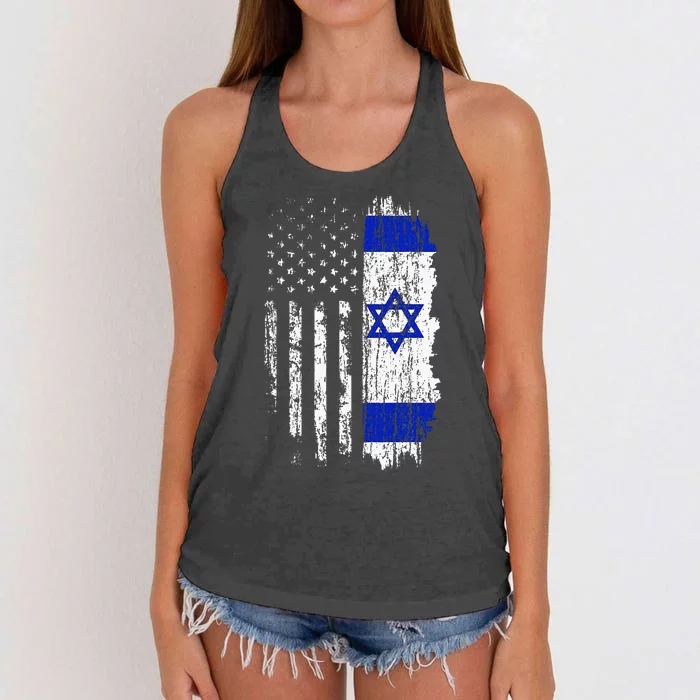 Israeli American Flag Pride Israel Usa Israeli Women's Knotted Racerback Tank