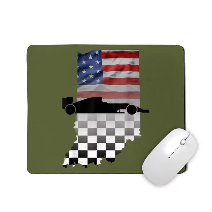 Indiana American Flag To Checkered Flag Graphic Mousepad