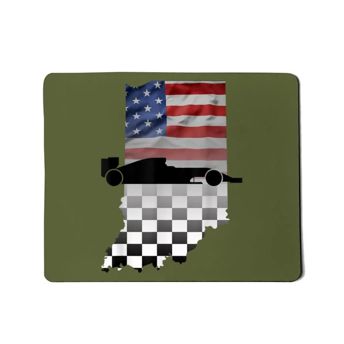 Indiana American Flag To Checkered Flag Graphic Mousepad