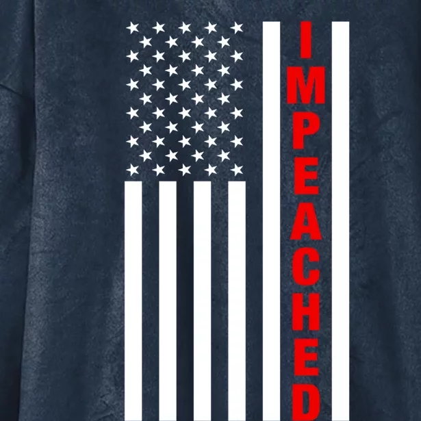 Impeached American Flag Against Donald Trump Merica Gift Hooded Wearable Blanket