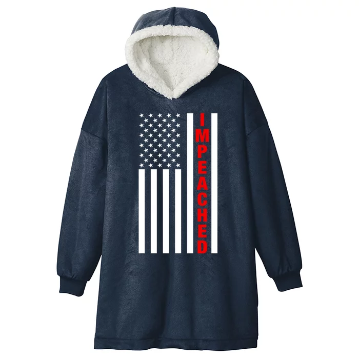 Impeached American Flag Against Donald Trump Merica Gift Hooded Wearable Blanket