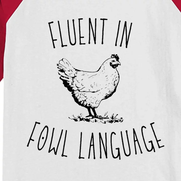 I Am Fluent In Fowl Language Kids Colorblock Raglan Jersey