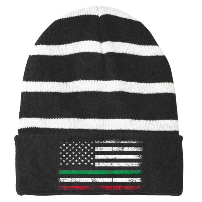 Italian American Flag Italy Flag Striped Beanie with Solid Band