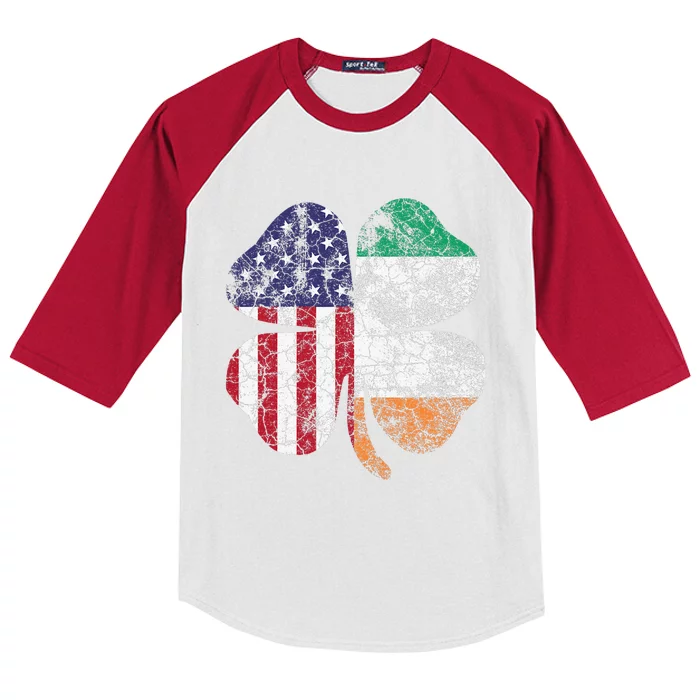 Irish American Flag Ireland Flag ST PATRICKS DAY Gift Lucky Kids Colorblock Raglan Jersey