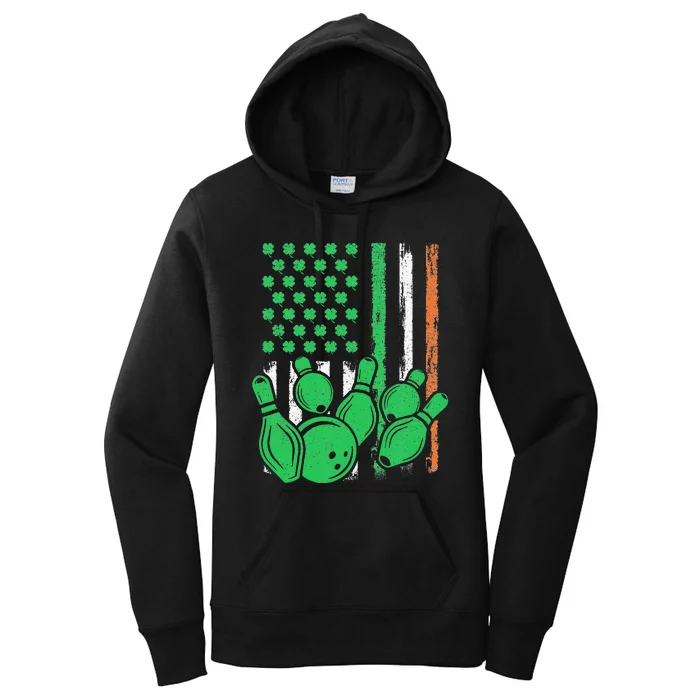 Irish American Flag Bowling St. Patrick's Day Women's Pullover Hoodie