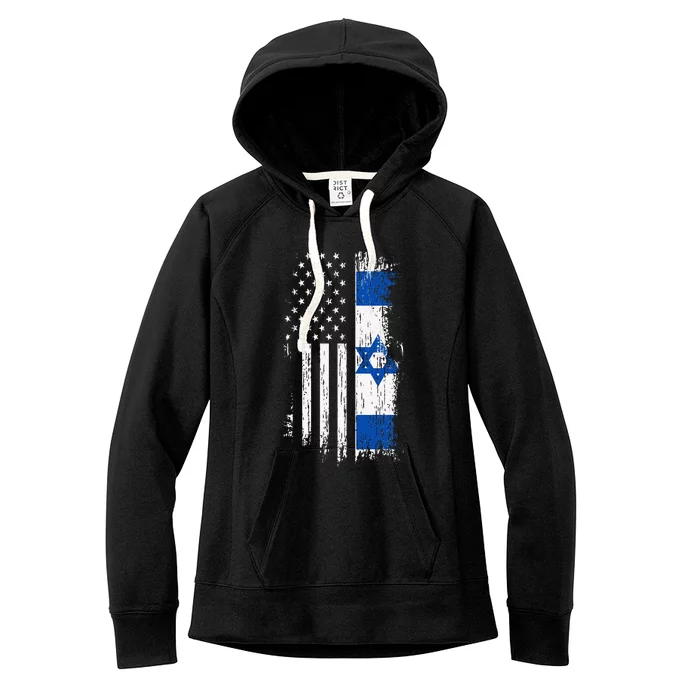 Israeli American Flag Pride Israel USA Women's Fleece Hoodie