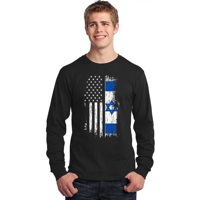 Israeli American Flag Pride Israel USA Tall Long Sleeve T-Shirt