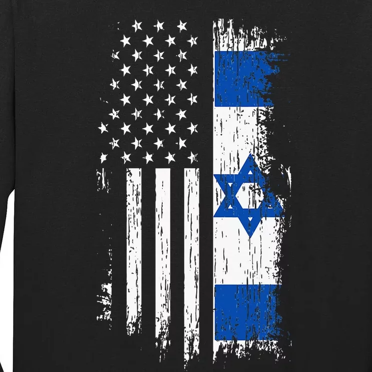 Israeli American Flag Pride Israel USA Tall Long Sleeve T-Shirt