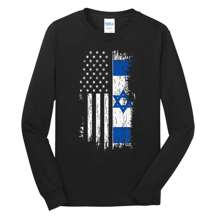 Israeli American Flag Pride Israel USA Tall Long Sleeve T-Shirt