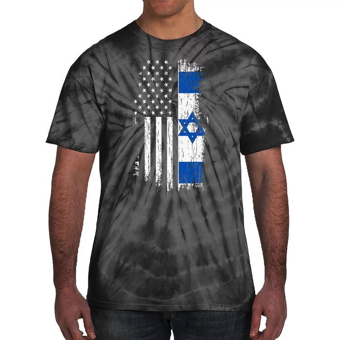 Israeli American Flag Pride Israel USA Tie-Dye T-Shirt